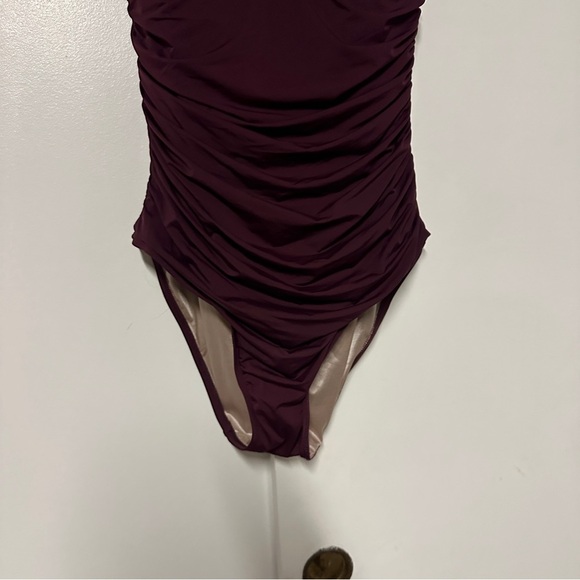 Victoria's Secret Padded Shaping Ruched One Piece Swimsuit Burgundy Size Large - Picture 3 of 7